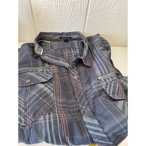 Rock & Republic Plaid Long Sleeve Button Up Shirt Men's XXL Easy‎ Care Fabric